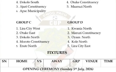 Dwog Pacu Cup 2026 Kicks Off 5th July: Kioga County vs Erute South to Open at UTC Lira