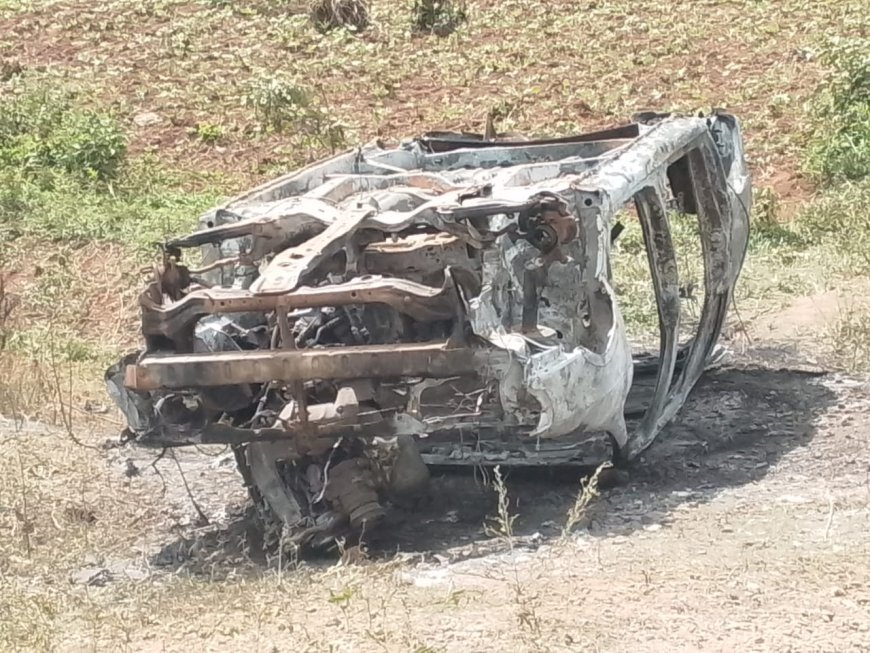 Residents Burnt Suspected Livestock Theft Vehicle to Ashes in Kwania,Four Arrested.